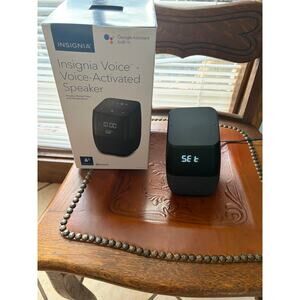 Insignia Voice Smart Speaker Google Assistant Bluetooth Clock Temp Display Black